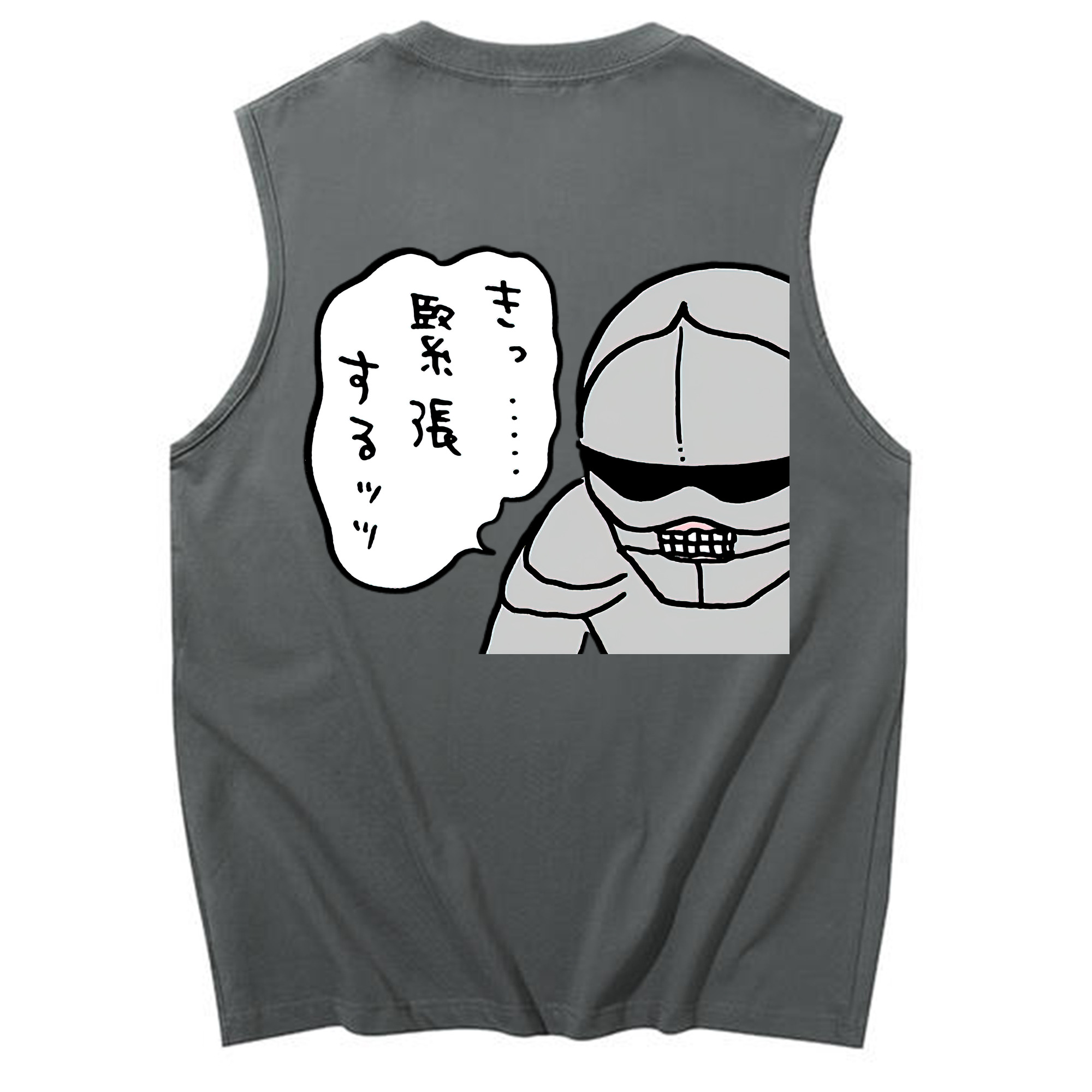 （画像用） ちいかわ 労働の鎧さん Chii-kawa Mr. Armor of Labor コットン100％タンクトップ（背面プリント）